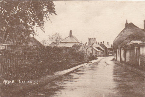 Old postcard of High Street, Upavon in Wiltshire