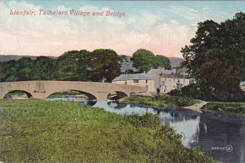 Old postcard of Llanfair Talhaiarn Village and Bridge, historically in Denbighshire