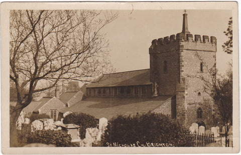 1919 real photo postcard of St Nicholas Church, Brighton