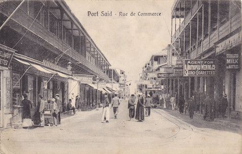 WW1 era postcard of Port Said, Rue de Commerce