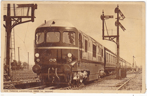 Old postcard of SAS Turbine Locomotive 18000 (W Region)
