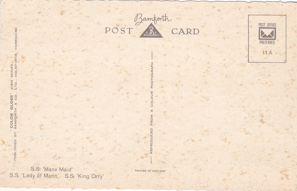 SHIPS OF THE ISLE OF MAN - BAMFORTH POSTCARD - FERRIES (ref 3613/20/5)
