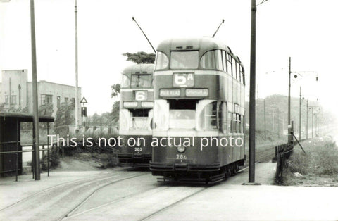 LIVERPOOL CORP. TRAMWAYS PHOTO - JUNE 1953 TRAM NO 6 AND 6a