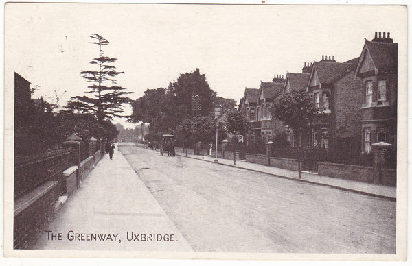 Old postcard of The Greenway, Uxbridge in Middlesex