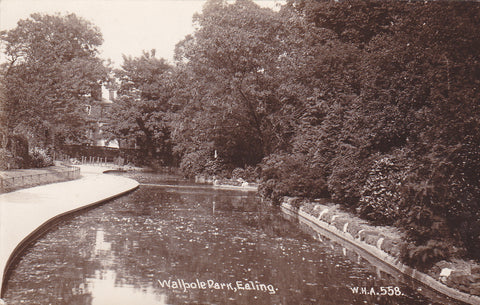 Old real photo postcard of Walpole Park, Ealing, London