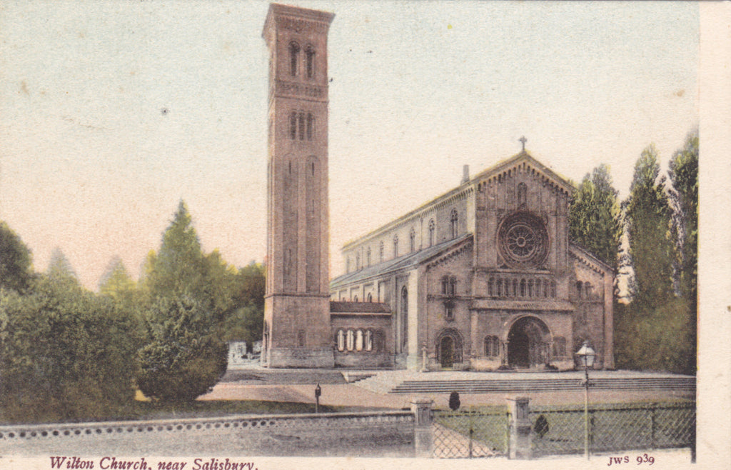 Wilton Church nr Salisbury vintage postcard