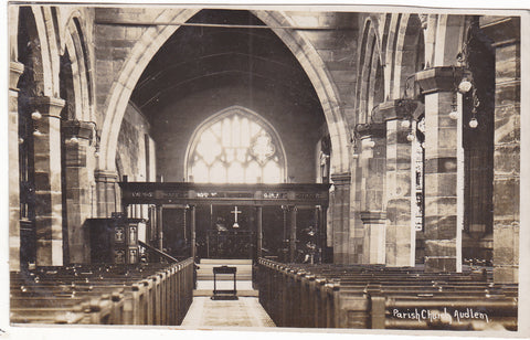 1912 real photo postcard of the interior of Audlem Parish Church in Cheshire