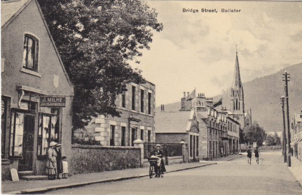 Old postcard of Bridge Street, Ballater, Aberdeenshire, Scotland