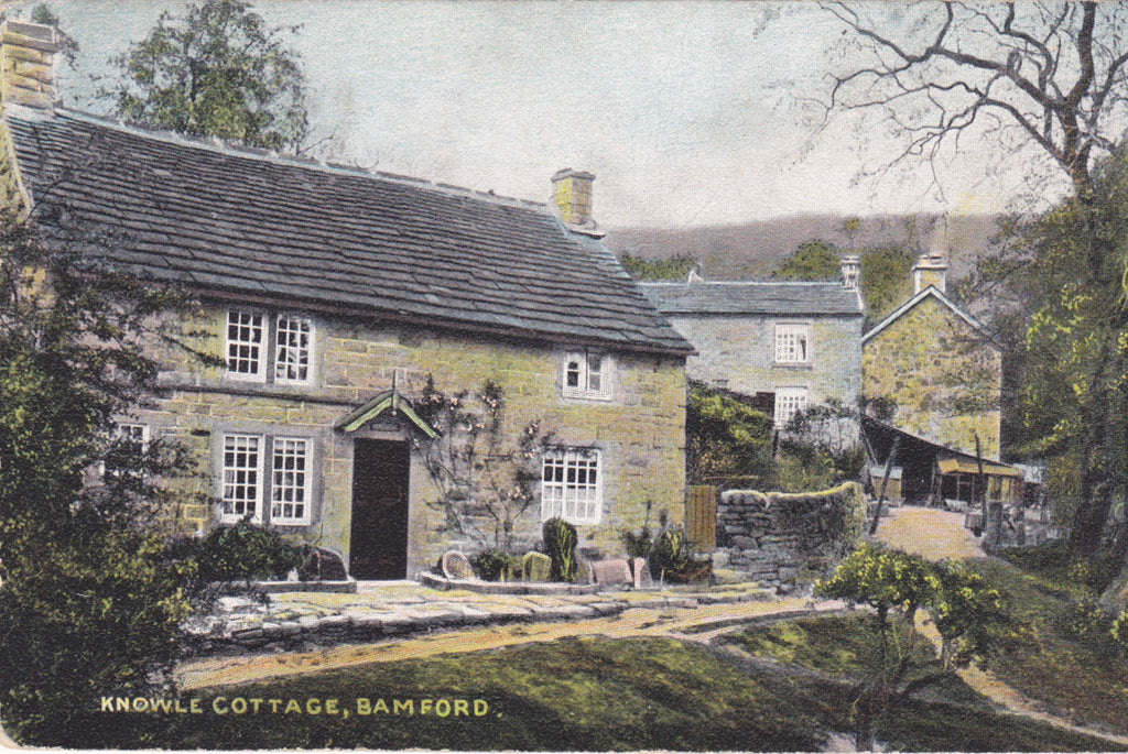 Old postcard of Knowle Cottage, Bamford in Derbyshire