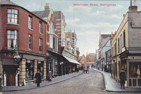 Old postcard of Winchester Street, Basingstoke in Hampshire