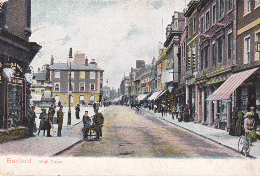 Old postcard of Bedford High Street