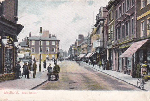 Old postcard of Bedford High Street