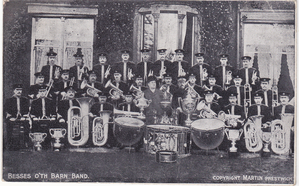 Old postcard of Besses O'th Barn Band, Prestwich Manchester