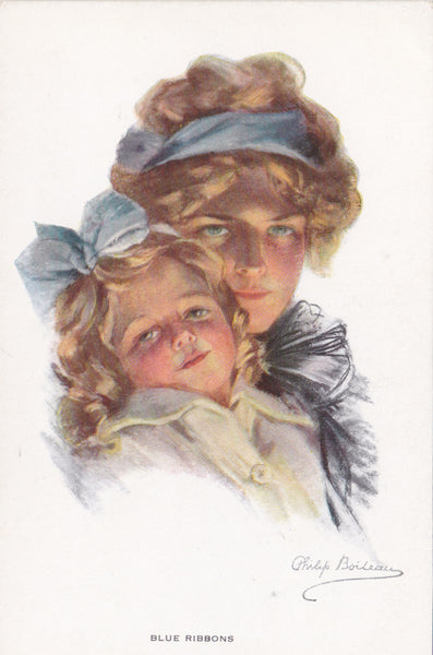Art postcard by Philip Boileau, Blue Ribbons