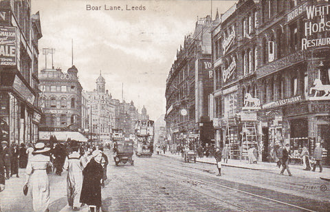 Old postcard of Boar Lane, Leeds