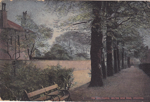 Old postcard of The Boulevards, Bolton New Road, Ashton in Lancashire