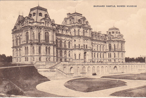 Old postcard of the Bowes Museum, Barnard Castle