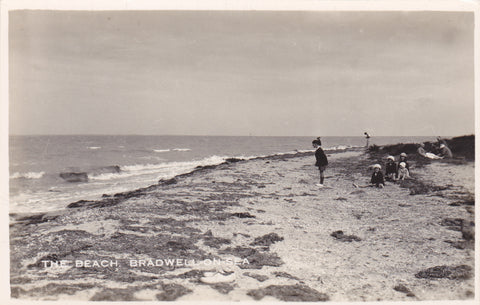 The Beach, Bradwell on Sea, real photo Essex postcard