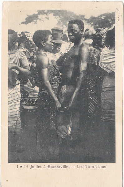 Le 14 Juillet a Brazzaville, Les Tams-Tams - 1916 postcard from Congo, Africa
