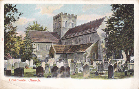 Pre 1918 postcard of Broadwater Church which is near Worthing
