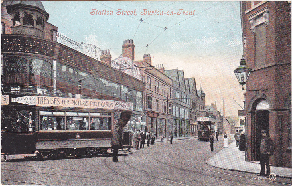 Old postcard of Station Street, Burton-on-Trent, Staffordshire