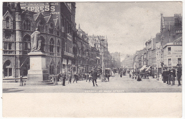 Old postcard of St Mary Street, Cardiff, posted 1903