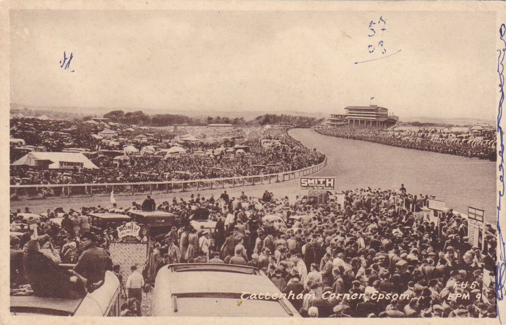 Old postcard of Tattenham Corner, Epsom