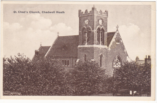 Old postcard of St Chad's Church, Chadwell Heath in Essex