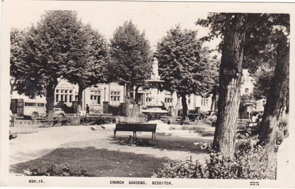 Real photo postcard of Church Gardens, Redditch