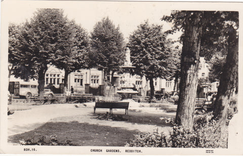 Real photo postcard of Church Gardens, Redditch