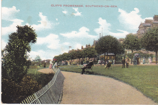 Old postcard of Cliffs Promenade, Southend on Sea