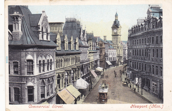 Old postcard of Commercial Street, Newport, Monmouthshire