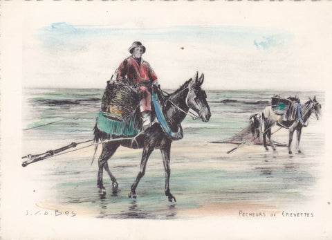 PECHEURS DE CREVETTES - LARGE SIZE POSTCARD (ref 6125/13s)