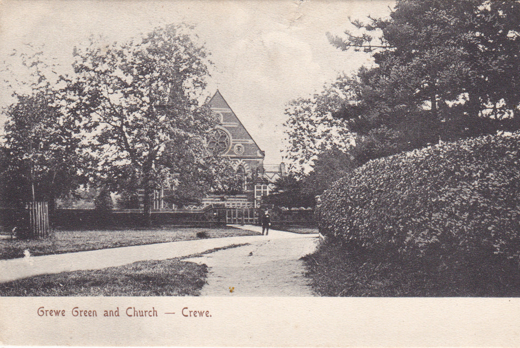 CREWE GREEN AND CHURCH, CREWE - 1906 POSTCARD (ref 059/16)