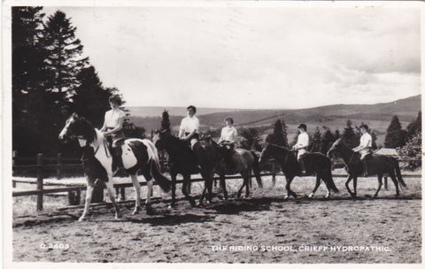 RIDING SCHOOL, CRIEFF HYDROPATHIC - 1960 REAL PHOTO POSTCARD (ref 3067/17)