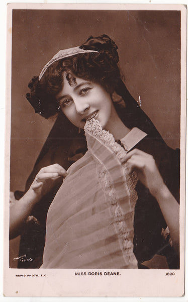 Old real photo postcard of Miss Doris Deane