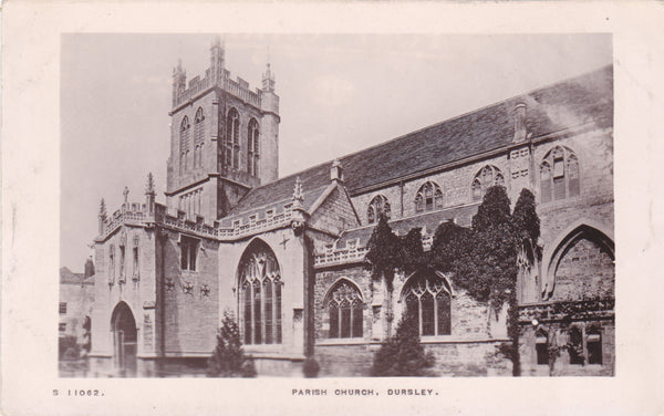 Old real photo postcard of Parish Church, Dursley