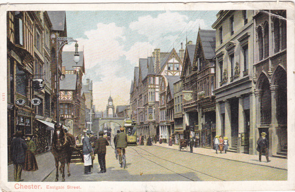 Old postcard of Eastgate Street, Chester