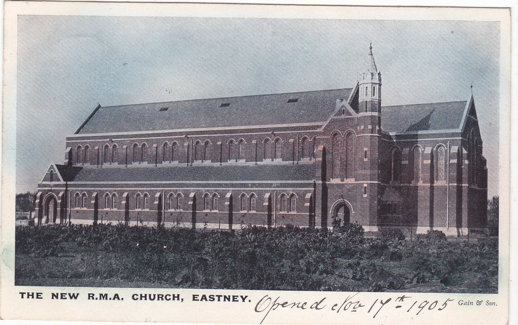 Old postcard showing The New RMA Church, Eastney
