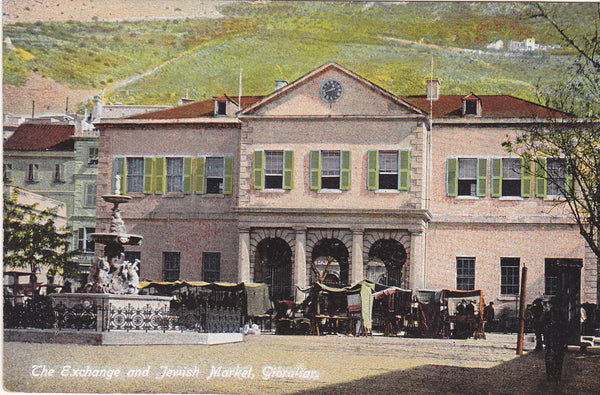 Old postcard of the Exchange and Jewish Market, Gibraltar