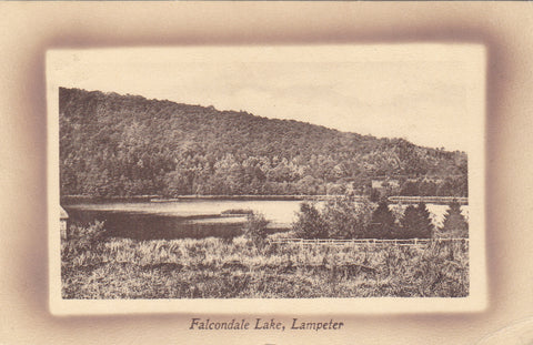 Old postcard of Falcondale Lake, Lampeter in Cardiganshire