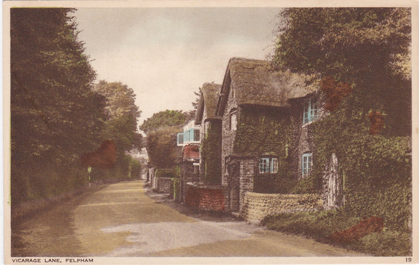 Old postcard of Vicarage Lane, Felpham