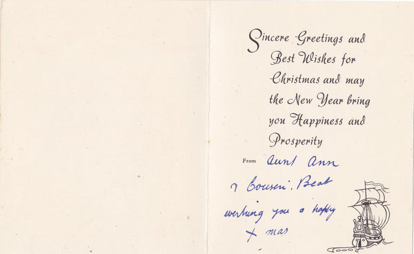 CHRISTMAS GREETINGS - SMALL FOLDING CARD (ref 3781/21/RW)