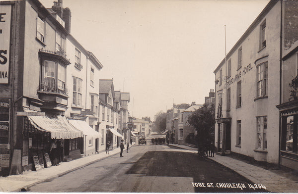 Old real photo postcard of Chudleigh, Devon