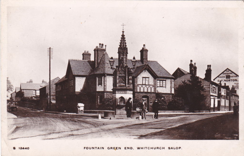 Real photo postcard of Fountain Green End, Whitchurch, Salop (Shropshire)