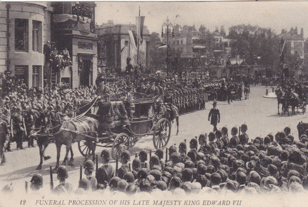 Old postcard of His Late Majesty King Edward VII's funeral procession