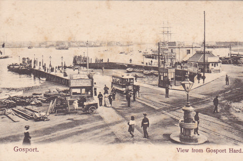 Old postcard of a view from Gosport Hard, Gosport in Hampshire