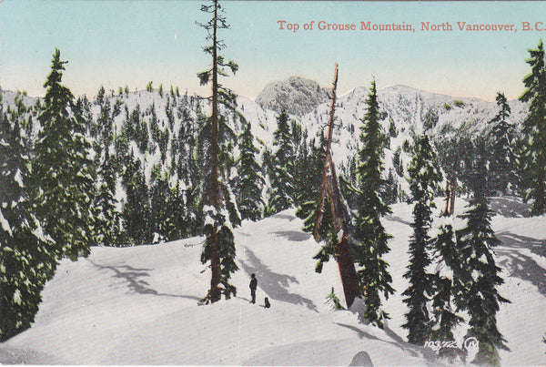 TOP OF GROUSE MOUNTAIN, VANCOUVER, B.C. - OLD POSTCARD
