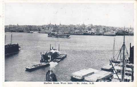 Old postcard of Harbor From West Side, St John, N.B. Canada