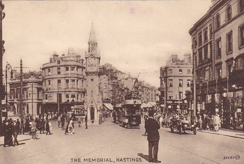 Old postcard of The Memorial, Hastings in Sussex